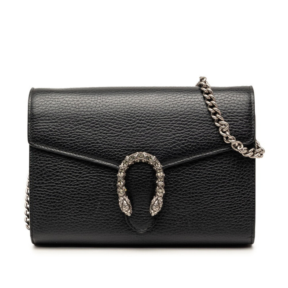 GUCCI Authentic Black Leather Shoulder Bag